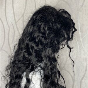 🌷 Long Voluminous 1B Black Curly Hair Wig 🌷 30” Synthetic NWOT